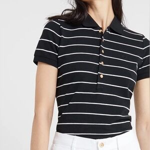 Lauren Ralph Lauren Women’s Black & White Striped Polo Shirt Sz 1X